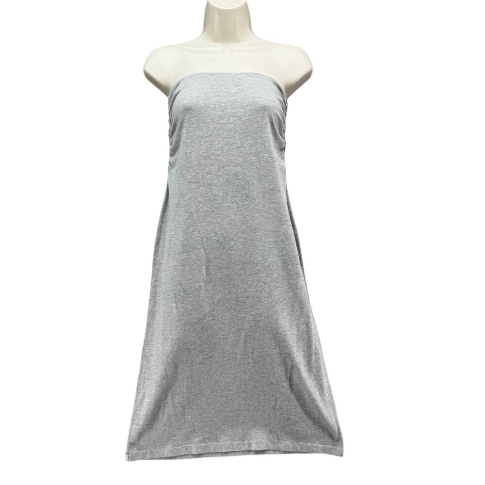 Xirena Strapless Dress Light Grey Side Ruched Kneen Length Pullover Size XS